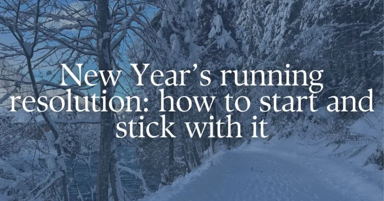 picture of a snowy running path with a text overlay: "new years running resolution"