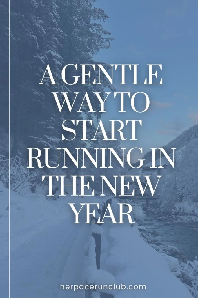 picture of a snowy path with a text overlay "new year's running resolution"