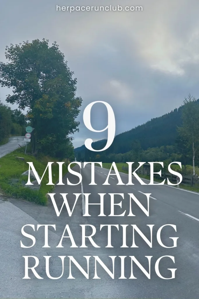 Picture of a running path with. text overlay "9 common beginner running mistakes"