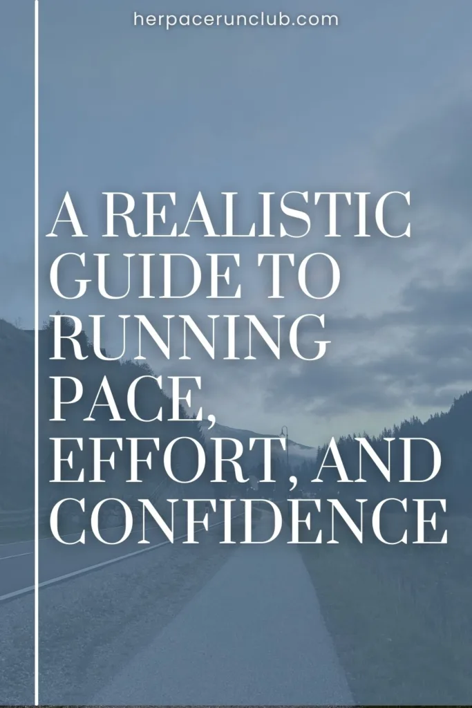 a picture of a running road with a text overlay "how slow is too slow for beginner runners: a realistic guide to running pace, effort, and confidence"