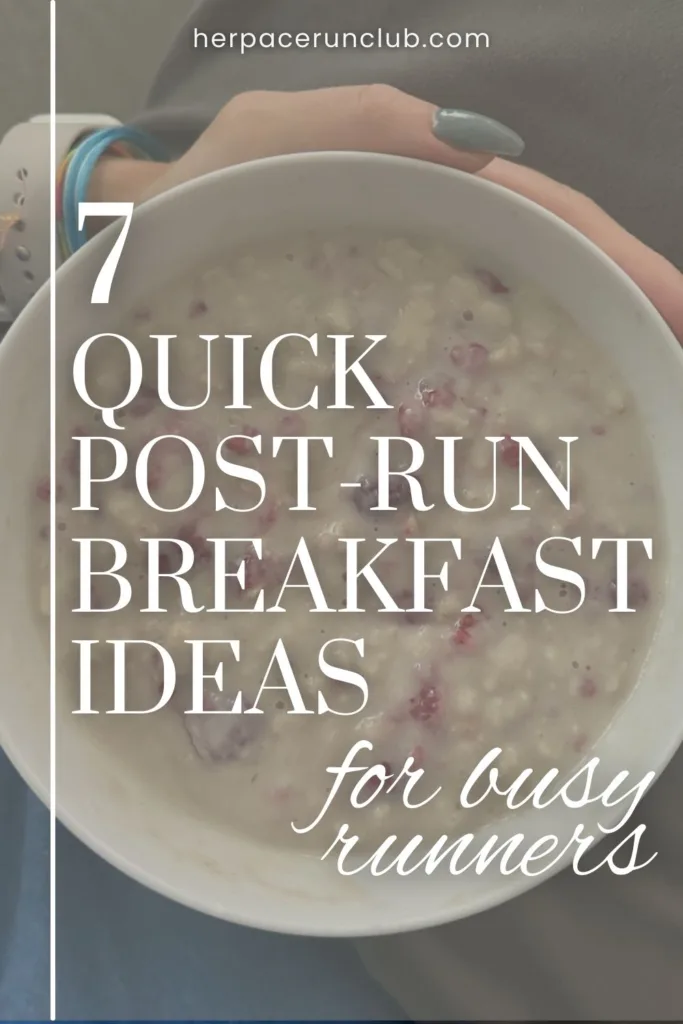 picture of overnight oats with a text overlay "7 quick post-run breakfast ideas for busy runners"