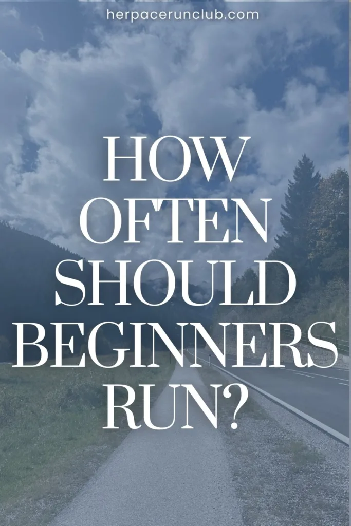 A picture of a running path with a text overlay "How often should beginners run?"