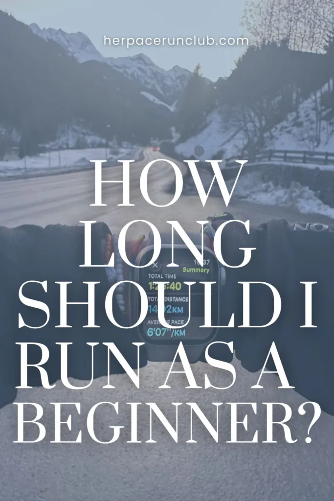 Picture of a running watch and a text overlay "How long should I run as a beginner"