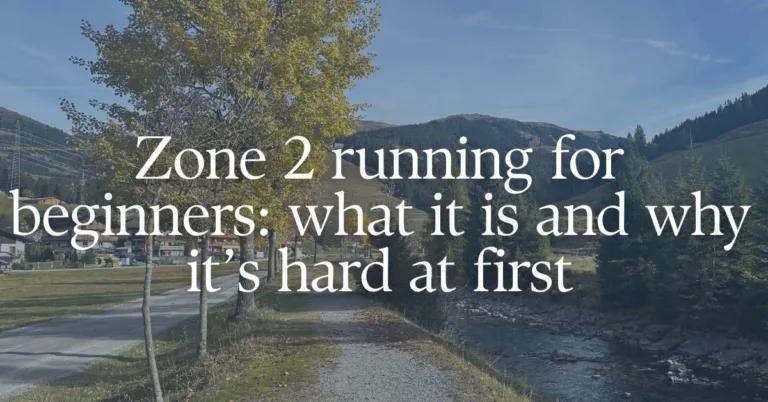 A picture of a running path with a text overlay "Zone 2 running for beginners"
