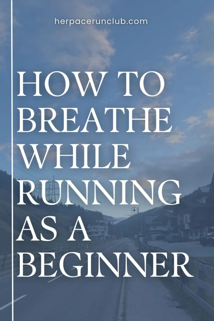 Picture of a running road with a text overlay How to breathe while running as a beginner